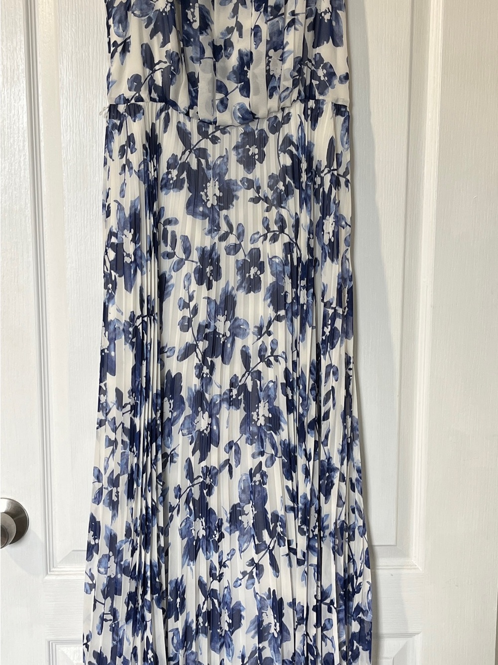 Eliza J White Maxi Dress with Blue Floral Print